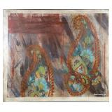 ANDRE LANOUX (20TH/21ST CENTURY) OIL PAINTING | Abstract oil painting. Oil on paper mounted to stret
