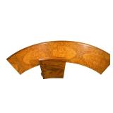 BURLWOOD BAR TOP | Curved burl wood bar top with hinged door - h. 3 x w. 21 x l. 132 in (including d