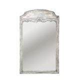 WHITE WASH WOOD MIRROR | Carved wood & white washed framed mirror - h. 48 x w. 29.5 in