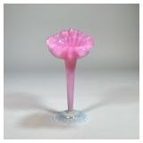 Pink Blown Glass Bud Vase | Opalescent ribbon vase in pink. - h. 10 x w. 5 in