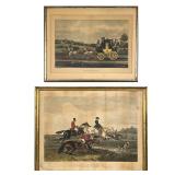 (2pc) ENGLISH COLOR ENGRAVINGS | Including Stage Coach print by J. Pollard & F. Rosenberg (12.5 x 17