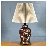 Glazed Ceramic Vase | on brass base - h. 27 x d. 8 in