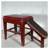 Shoe Shine stool | Barneys leather upholstered shoeshine stool - h. 14 x w. 10 x l. 24 in