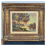 Painting - Landscape "Japanese Garden" | Japanese Garden. Framed painting of a landscape featuring s