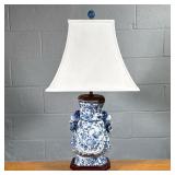 English Porcelain Vase Lamp | Possibly Sheffield. With crackle-glazed floral decoration and rose rel