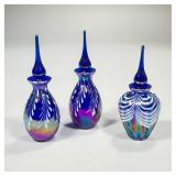 (2pc) Cobalt Blue Swirl Perfume Bottles | One perfume bottle and one decorated with a white swirl pa