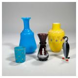 (5pc) Collection Of Vintage European & American Glass | Including: French blue opaline decanter; no 