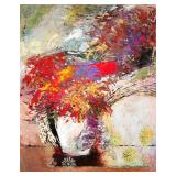 SIGNED ABSTRACT STILL LIFE | Floral still life Oil on paper. 27.5 x 21.5 in. Sight. Signed indistinc