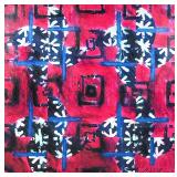 ANDRE LANOUX (20TH/21ST CENTURY) OIL PAINTING | Pink and blue abstract. Oil on canvas. Signed lower 
