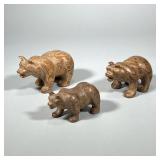 (3pc) C.M. COPELAND JR BEAR CARVINGS | Lot of 3 hand-carved bear figurines by C.M. Copeland Jr. all 