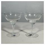 (2pc) ACC CUT CRYSTAL CHAMPAGNE FLUTES | Pair of American Cut Crystal Corp cut crystal champagne gla