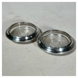 (2pc) PAIR STERLING & CUT GLASS COASTERS | Marked “Amston STERLING” - h. 1 x dia. 4 in
