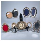 (7pc) OVAL PICTURE FRAMES | Mixed lot of brass & mixed metal oval & circular picture frames & one mi