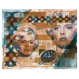 ANDRE LANOUX (20TH/21ST CENTURY) POP ART | Clock abstract. Painted paper mounted to canvas. Print si