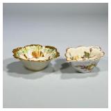 (2pc) Small Porcelain Pieces | Both ornate pieces with gold trim are marked on the bottom. One can b