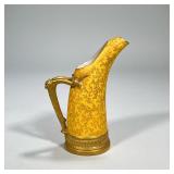 (1pc) Royal Worcester Yellow Porcelain Gilt Antler Handle Pitcher | Gilt and yellow porcelain pitche