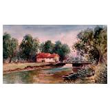 BLASIUS (Italian 1908-1979) WATERCOLOR | Country home. Watercolor on paper. 5 x 9 in. Sight. Signed 
