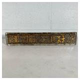 Resin Art Plaque | Gold and black geometric ancient or tribal design. - h. 16.75 x w. 3.25 in