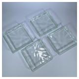 (4pc) GLASS TILE TRAYS | Set of 4 square wavy glass tile trays - h. 2 x w. 11.75 x l. 11.75 in