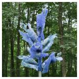 CHIHULY-STYLE BLUE GLASS OUTDOOR SCULPTURE | Outdoor blue glass sculpture with LED strip lights runn