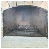Large Contemporary Style Fireplace Screen | Dark, arched mesh, of large size, hammered metal Dimensi