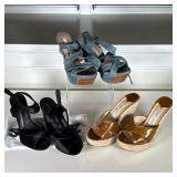 (3pc) Jimmy Choo, Pura Lopez, & Schutz Women’s Heels | Including a pair of brown patent and woven we
