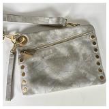 Hammitt Suede & Leather Handbag / Shoulder Bag | Nash embossed clutch by Hammitt. Havingan external 