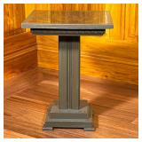 Dentil Square End Table/Plant Stand | Pedestal column form side table having a copper inset on table