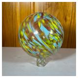 Colorful Art Glass Decor | Obverse colorful glass spherical vase - h. 11.25 x dia. 9 in (approx.)