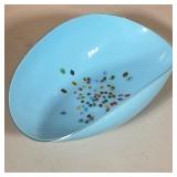 Millefiori Blue Large Oblong Art Glass Decorative Bowl by Yalos Casa Murano | Decorative glassware i