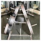 (20pc) MIXED WEIGHT PLATES | Various free weight plates including: 2 2.5lbs, 4 5lbs, 6 10lbs, 4 25lb