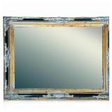 Beveled Glass Fancy Framed Mirror | In a gilt carved and ebonized style frame - h. 39.5 x w. 49.5 in