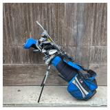 US Kids Golf Bag And Clubs | Size 45-31 with multiple pockets and stand. Many clubs included. - h. 2