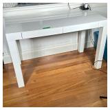 West Elm White Lacquered Desk Work Table | With two drawers that close flush with the surface. Made 