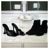 (3pc) Lady’s Size 6 Shoes | Including a pair of Kenneth Cole black suede "Rellie" booties (size 6), 