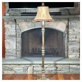Metal Column Floor Lamp, Old World Aesthetic | Classical aesthetic bronzed finish carved style colum
