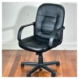 Black Leather Style Office Computer Chair | Target, adjustable, with padded seat and backrest - h. 3