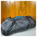 Outdoor Sleeping Bag | Zippered down filled designed to fold into black carrying case. - h. 16 x w. 