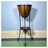 Copper Ice Bucket On Stand | On a scroll footed stand Dimensions: h. 30 x dia. 14 in