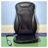 Brookstone Massage Chair Attachment | Black leather, padded shiatsu massage addition for your chair.