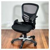 Modway Black Mesh Office Computer Chair | With armrest, mesh back, and fabric cushion seat. Back hei