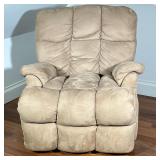 Brown Tufted Ultra suede Recliner | Upholstered suede recliner with manual reclining Dimensions: h. 