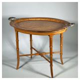 Bonebakker Birdseye Maple Tray-On-Stand | With faux bamboo carved legs and attached tray. Tray has t
