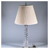 WATERFORD CRYSTAL COLUMN LAMP | Fine cut crystal column lamp with brass base. Crystal finial and cus