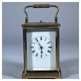 ANTIQUE FRENCH BRASS TABLE CARRIAGE CLOCK | Marked “Made in France” with additional markings. Glass 