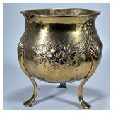 VICTORIAN BRASS JARDINIERE LION PAW FEET FRUIT | Victorian brass jardiniere with fruit decoration to