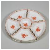 HAND PAINTED FLORAL HEREND SERVING PIECES | 6 individual bowls/dishes that fit together on one large