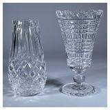 (2pc) Waterford DIAMOND VASE and CELERY VASE | Waterford Diamond Cut vase marked Waterford on bottom