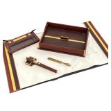 (6pc) Cross Leather Desk OFFICE Set | Including: letter tray, pen holder, and letter opener & scisso