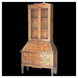 Drexel Cherry Chippendale Style Secretary Desk | Single piece construction. Ornate brass hardware on